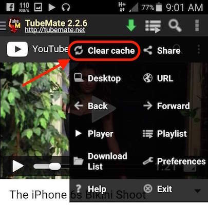 Tubemate - clear cache