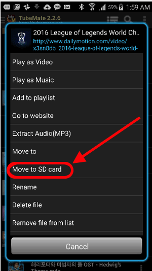 Tubemate - how to move file to sdcard